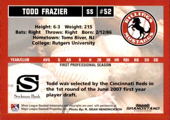 2007 Grandstand Billings Mustangs #NNO Todd Frazier Back