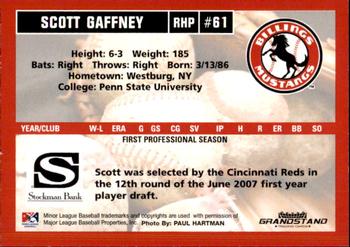 2007 Grandstand Billings Mustangs #NNO Scott Gaffney Back