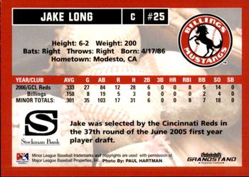 2007 Grandstand Billings Mustangs #NNO Jake Long Back
