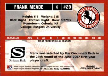 2007 Grandstand Billings Mustangs #NNO Frank Meade Back