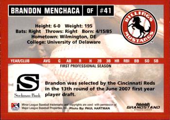 2007 Grandstand Billings Mustangs #NNO Brandon Menchaca Back