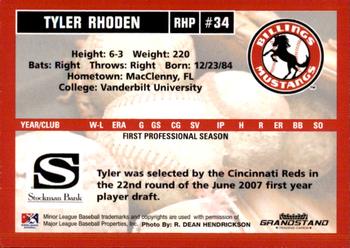 2007 Grandstand Billings Mustangs #NNO Tyler Rhoden Back
