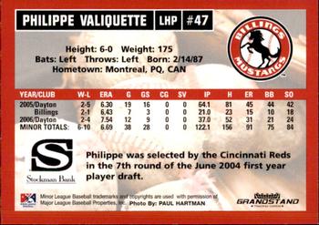 2007 Grandstand Billings Mustangs #NNO Philippe Valiquette Back