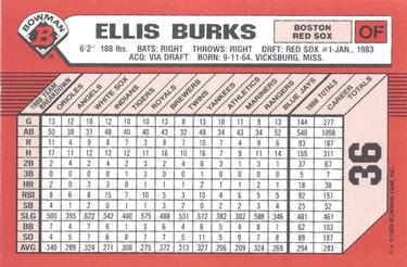 1989 Bowman - Collector's Edition (Tiffany) #36 Ellis Burks Back