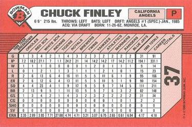 1989 Bowman - Collector's Edition (Tiffany) #37 Chuck Finley Back