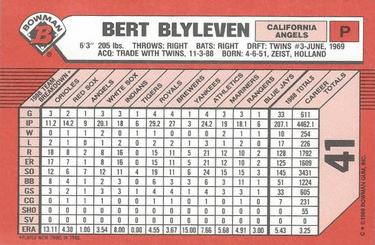 1989 Bowman - Collector's Edition (Tiffany) #41 Bert Blyleven Back
