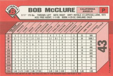 1989 Bowman - Collector's Edition (Tiffany) #43 Bob McClure Back