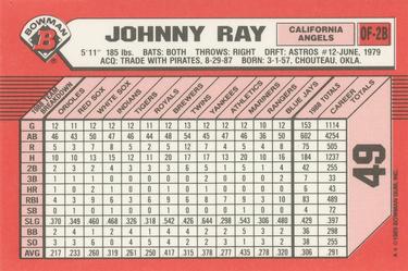 1989 Bowman - Collector's Edition (Tiffany) #49 Johnny Ray Back