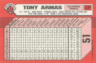 1989 Bowman - Collector's Edition (Tiffany) #51 Tony Armas Back