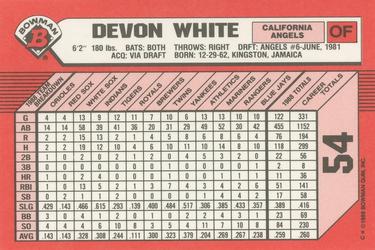 1989 Bowman - Collector's Edition (Tiffany) #54 Devon White Back