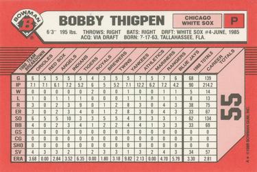 1989 Bowman - Collector's Edition (Tiffany) #55 Bobby Thigpen Back