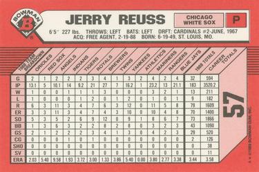 1989 Bowman - Collector's Edition (Tiffany) #57 Jerry Reuss Back