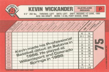 1989 Bowman - Collector's Edition (Tiffany) #75 Kevin Wickander Back