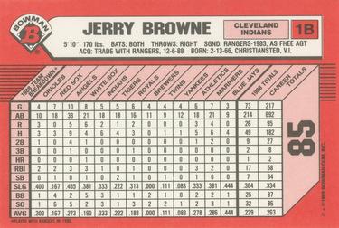 1989 Bowman - Collector's Edition (Tiffany) #85 Jerry Browne Back