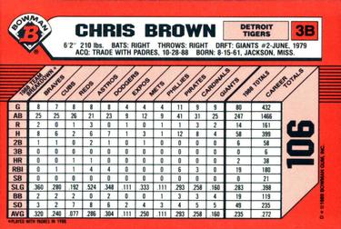 1989 Bowman - Collector's Edition (Tiffany) #106 Chris Brown Back