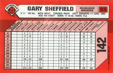 1989 Bowman - Collector's Edition (Tiffany) #142 Gary Sheffield Back