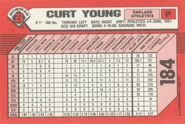 1989 Bowman - Collector's Edition (Tiffany) #184 Curt Young Back