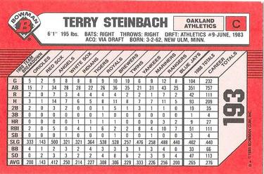 1989 Bowman - Collector's Edition (Tiffany) #193 Terry Steinbach Back