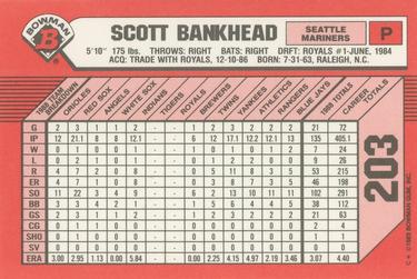 1989 Bowman - Collector's Edition (Tiffany) #203 Scott Bankhead Back
