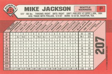 1989 Bowman - Collector's Edition (Tiffany) #207 Mike Jackson Back