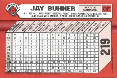 1989 Bowman - Collector's Edition (Tiffany) #219 Jay Buhner Back
