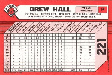 1989 Bowman - Collector's Edition (Tiffany) #221 Drew Hall Back