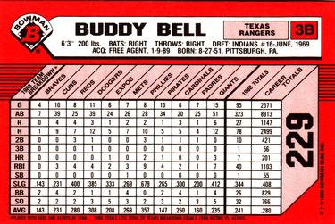 1989 Bowman - Collector's Edition (Tiffany) #229 Buddy Bell Back