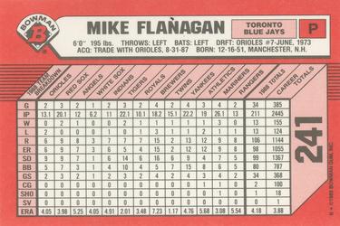 1989 Bowman - Collector's Edition (Tiffany) #241 Mike Flanagan Back