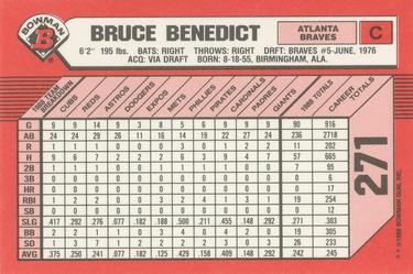 1989 Bowman - Collector's Edition (Tiffany) #271 Bruce Benedict Back