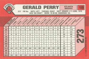 1989 Bowman - Collector's Edition (Tiffany) #273 Gerald Perry Back