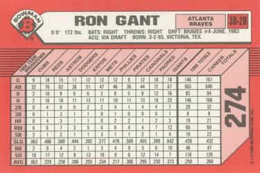 1989 Bowman - Collector's Edition (Tiffany) #274 Ron Gant Back