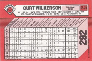 1989 Bowman - Collector's Edition (Tiffany) #292 Curt Wilkerson Back