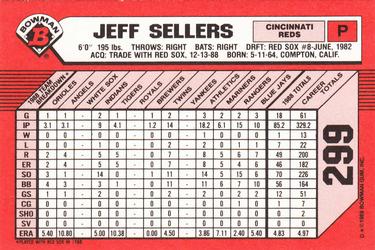 1989 Bowman - Collector's Edition (Tiffany) #299 Jeff Sellers Back