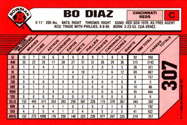 1989 Bowman - Collector's Edition (Tiffany) #307 Bo Diaz Back