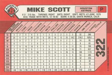 1989 Bowman - Collector's Edition (Tiffany) #322 Mike Scott Back