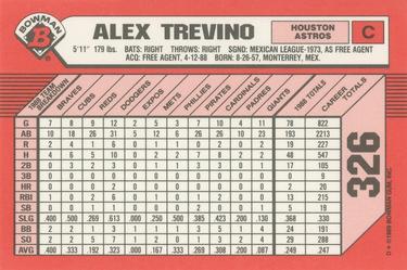 1989 Bowman - Collector's Edition (Tiffany) #326 Alex Trevino Back