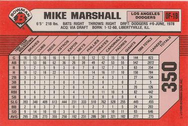 1989 Bowman - Collector's Edition (Tiffany) #350 Mike Marshall Back