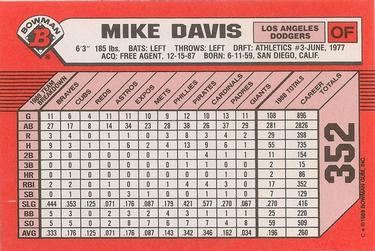 1989 Bowman - Collector's Edition (Tiffany) #352 Mike Davis Back