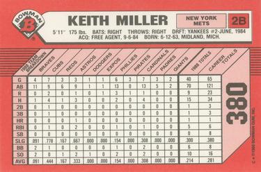 1989 Bowman - Collector's Edition (Tiffany) #380 Keith Miller Back