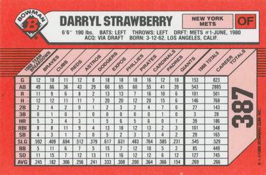 1989 Bowman - Collector's Edition (Tiffany) #387 Darryl Strawberry Back