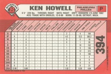 1989 Bowman - Collector's Edition (Tiffany) #394 Ken Howell Back