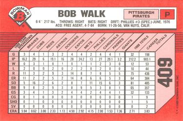 1989 Bowman - Collector's Edition (Tiffany) #409 Bob Walk Back