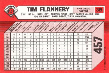 1989 Bowman - Collector's Edition (Tiffany) #457 Tim Flannery Back