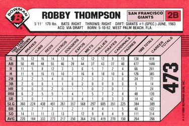 1989 Bowman - Collector's Edition (Tiffany) #473 Robby Thompson Back