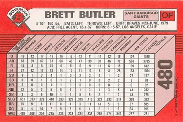 1989 Bowman - Collector's Edition (Tiffany) #480 Brett Butler Back