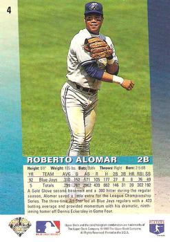 1993 Upper Deck Diamond Gallery #4 Roberto Alomar Back