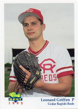 1992 Classic Best Cedar Rapids Reds #3 Leonard Griffen Front