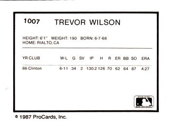 1987 ProCards #1007 Trevor Wilson Back