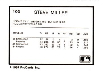 1987 ProCards #103 Steve Miller Back