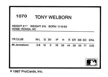 1987 ProCards #1070 Tony Welborn Back